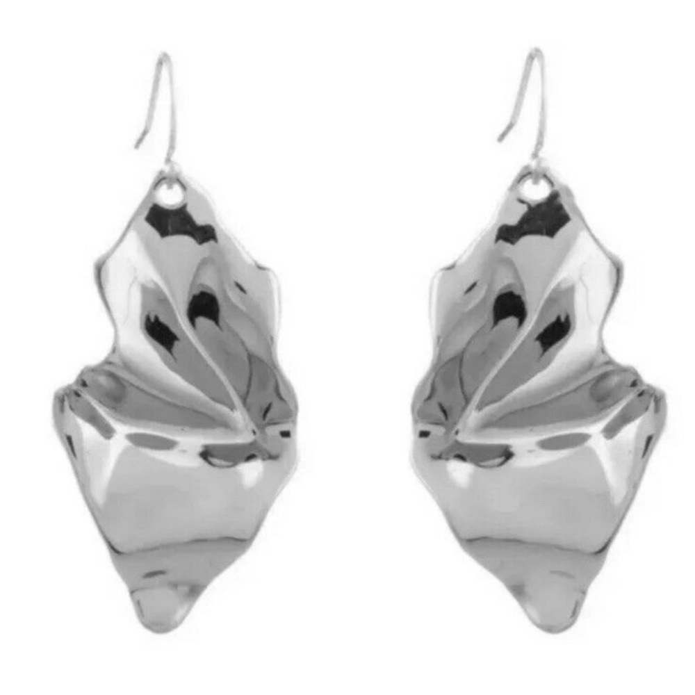 ALEXIS BITTAR • NEW Light weight Silver Draped Liquid Metal Leaf Drop Earrings - Picture 12 of 14